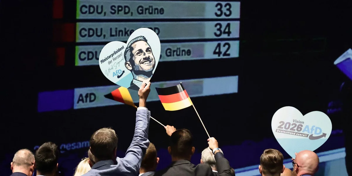 AfD-Victoire ass en "Déifpunkt an der däitscher Demokratie-Geschicht no 1945" | © EPA/FILIP SINGER